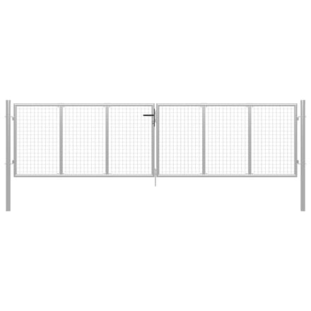 vidaXL Tuinpoort gegalvaniseerd staal 400x100 cm zilver