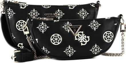 GUESS Schoudertas Deesa Logo Saddle Double Pouch Crossbody Black Logo Zwart