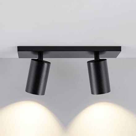 Deko Light 348248 Can Tilt eckig, 2x 7,5 W GU10, Schwarz Plafondopbouwarmatuur GU10 7.5 W Zwart