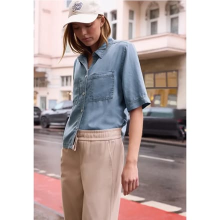 Blouse met korte mouwen in een verwassen look
