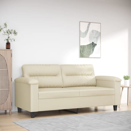 vidaXL - Tweezitsbank - 140 - cm - kunstleer - crèmekleurig
