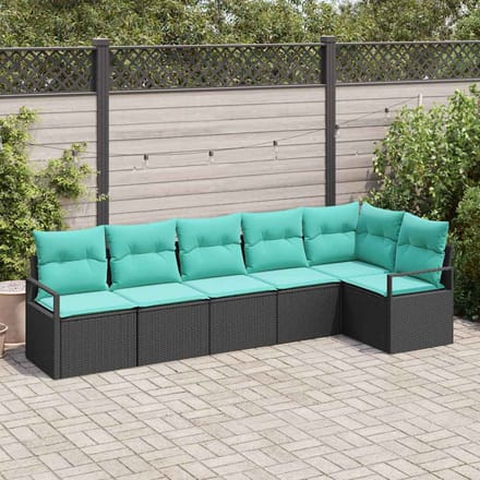 vidaXL Bankstel Zwart poly rattan