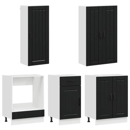 vidaXL - Keukenblok - LUCCA - 5 - st - Zwart - Bewerkt - hout