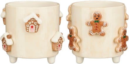 Mica Decorations Bloempot - 1 Stuk Willekeurig - Kleur/Variant Niet Kiesbaar - H15 x Ø17 cm - Dolomiet - Off-white