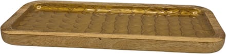 Deco4yourhome® - Serveerschaal - Epoxy - Amberblokjes - Goud - Gold - Rechthoek
