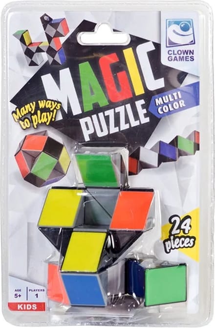Magic Puzzle kleurrijke vormenpuzzel 24-delig multicolor.
