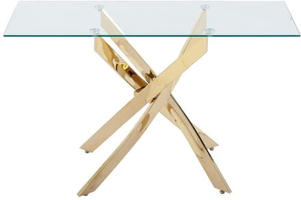 Vente-unique Consoletafel van gehard glas en goudkleurig metaal - Transparant - COSIMA