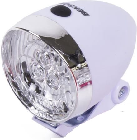 Benson Fietskoplamp - 2 LED's - Inclusief Batterijen - Wit - Retro Stijl