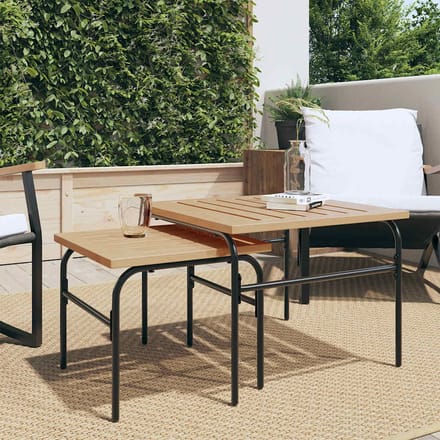 vidaXL - 2-delige - Tuintafeltjesset - staal - bruin - en - zwart