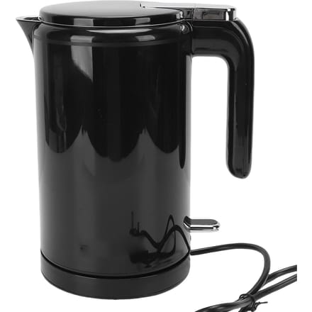 Elektrische Waterkoker 2L RVS Waterkoker Verwarmer Droogkoken 1500W Snelkokend Dubbellaags Verdikt black