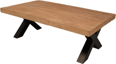 Belfurn - salontafel Nestor in mango decor met kruispoot in zwart metaal