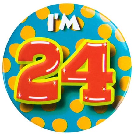 Paper Dreams Button I'm 24 Staal 5,5 Cm Geel/rood/blauw
