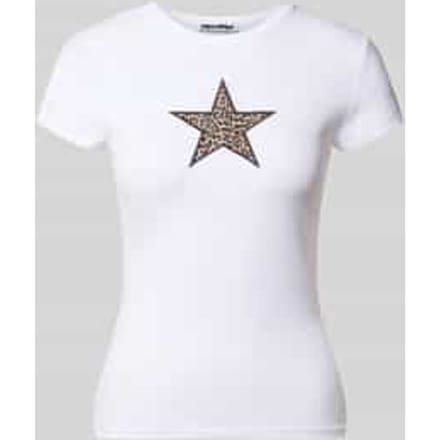 T-shirt met stitching en ronde hals