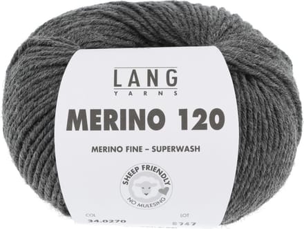 Lang Yarns Merino 120 - 270 donkergrijs mix - Merinowol Garen