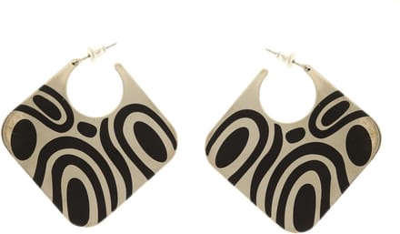 Behave - Dames oorhangers zilverkleur retro zwart design 5 cm