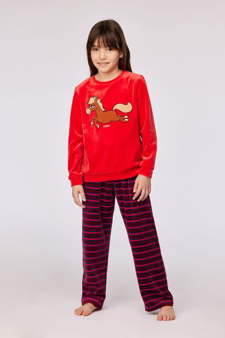 Woody pyjama meisjes - pony - rood 252-10-PDV-V/489 - maat 164