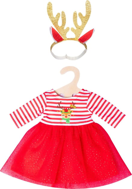 Heless Christmas dress with Reindeer headband size 28-35 cm