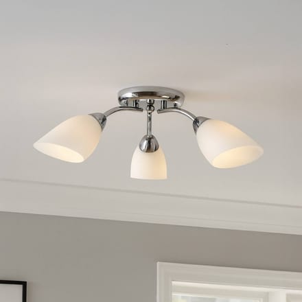 Milagro Lighting Plafondlamp Portos, 3-lamps, wit/chroom, metaal, Ø 54 cm