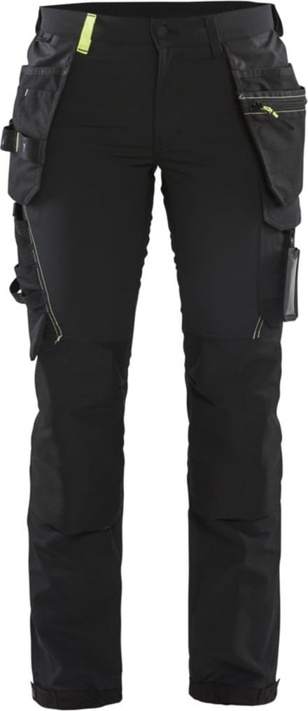 Blaklader Dames 4-weg stretch werkbroek 7192-1645 - Zwart/High Vis Geel - D21