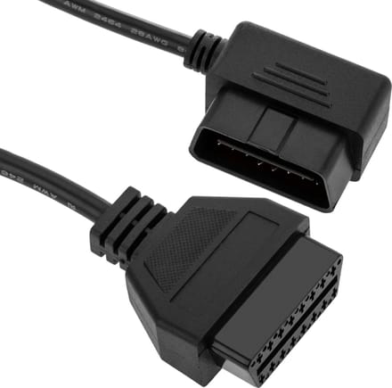 BeMatik - OBD2 splitterkabel 16 pins mannelijk 90º naar drievoudig vrouwelijk