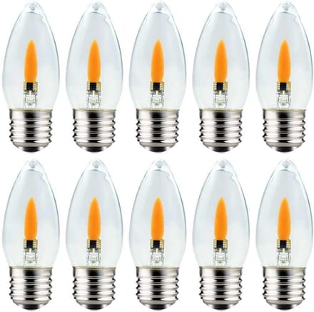 10x LED Kaarslamp C35 E27 1W Helder Vlameffect Warmwit Dimbaar