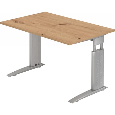 UNDA 12 S | Bureau - 120x80 Tafelhoogte I In hoogte verstelbaar Essen-Eik/Zilver