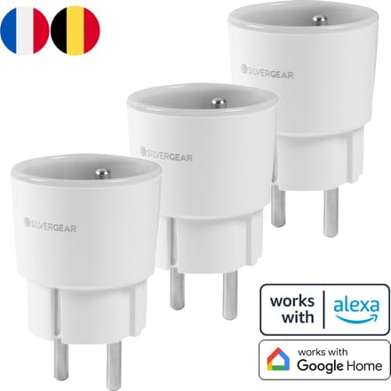 Silvergear Slimme Stekker Met Penaarde voor België - Smart Plug Google Home & Alexa - 3 Pack