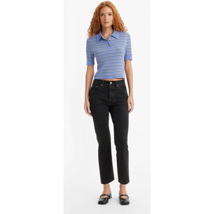 Levi's 501 Crop Lunar Black Clean Hem Größe: W27L30 | Slim Jeans Outlet | Damen | Schwarz