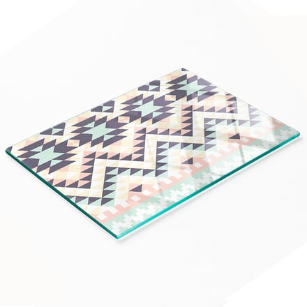 Decoratieve glazen snijplank met etnisch patroon, 80x52 cm