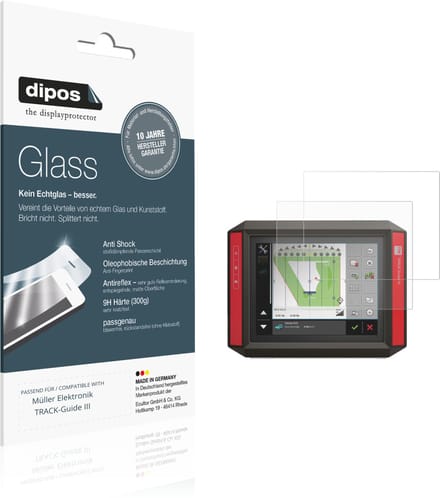 dipos – 2x Matte Pantserfolie geschikt voor Müller Elektronik TRACK-Guide III | 9H Screenprotector