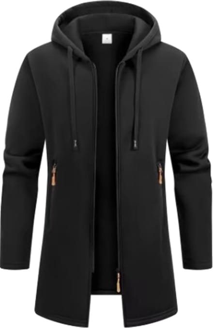 Lange designer vest met Rits Getailleerd - Jas - Lang - Zwart - Rits