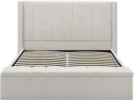 Vente-unique Bed met opbergruimte stof beige 140 x 190 cm