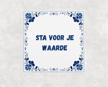 Spreuk tegel 15x15 cm Sta voor je waarde