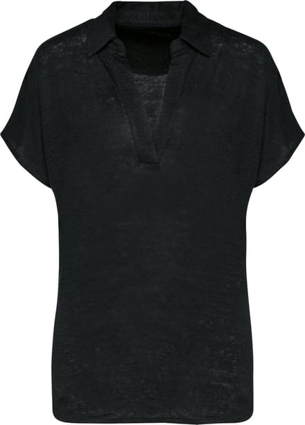 Spasso Linnen damespolo SP221 - Black - M