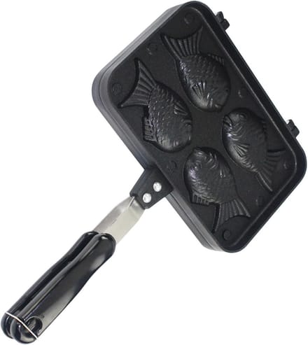 Wafelijzer Visvorm - Pannenkoekvorm Bakplaat - Creatief Bakken - Non-stick Coating - 34.5 x 24 cm - Zwart