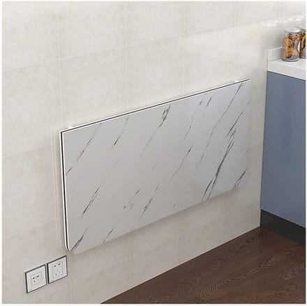 Vouwbare Eettafel - Klaptafel Muurtafel - Ruimte Besparen - Marmeren Patroon - 70x40cm - Wit