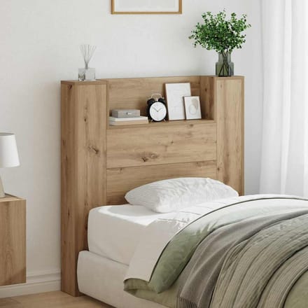 vidaXL - Opslag - hoofdeinde - met - LED - Artisanaal - eiken - Bewerkt - hout