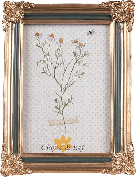 Clayre & Eef Fotolijst 10x15 cm Goudkleurig Groen Polyresin