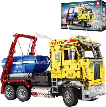 Bouwset Skiploader - Constructie Voertuig - Uren Speelplezier - Gedetailleerde Instructies - 39 cm Lengte - Geel