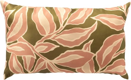 Textino - ELARA - buitenkussen 30x50 cm - bladmotief - Muted Clay - roze, groen, beige