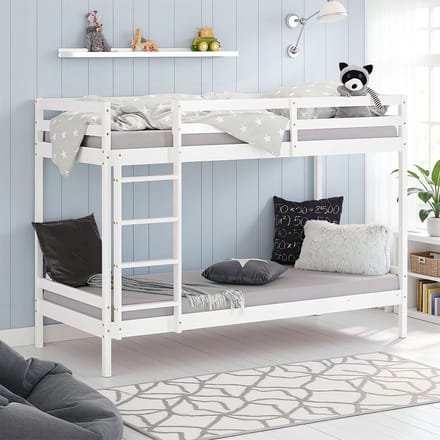 Homestyle4u hoogslaper - 90x200 cm - Wit - met lattenbodem