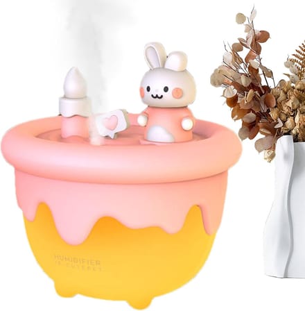 Luchtbevochtiger Konijn Cake - Bureau Diffuser - Luchtkwaliteit Verbeteren - Schattig Design - 300ml - Roze