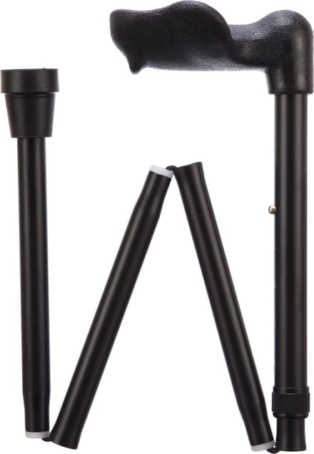 Opvouwbare wandelstok comfortgrip - zwart links