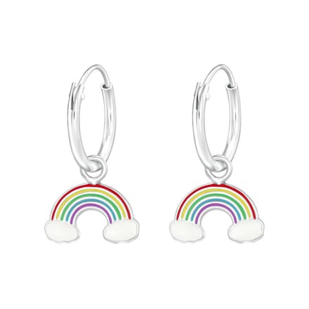 Princess Oorbellen Alida - 925 Zilver E-Coating - Regenboog - 10x6mm - ∅12mm