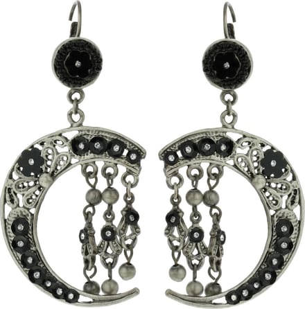 Behave - Oorhangers halve maan zwart - vintage boho stijl