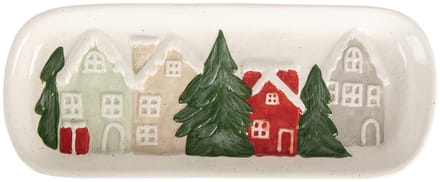 Clayre & Eef Decoratie schaal 30x12x3 cm Wit Keramiek