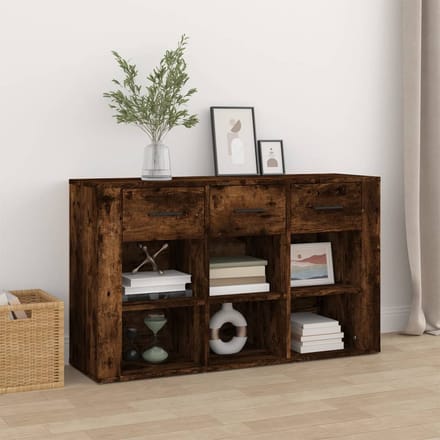 vidaXL - Dressoir - 100x30x59,5 - cm - bewerkt - hout - gerookt - eikenkleurig