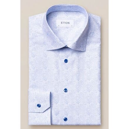 Eton Overhemd Poplin Light Paisley Licht Blauw / male