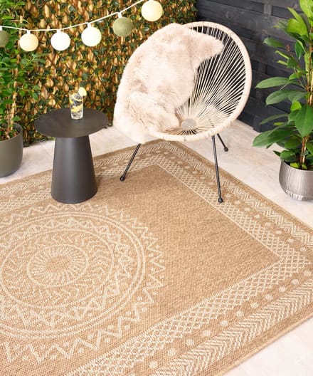Jute buitenkleed - Boho Mandala beige/wit 120x170