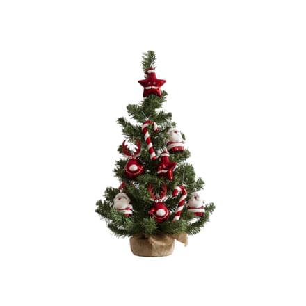 Kleine Kunstkerstboom | In Jute Zak | 60 CM | | Inclusief Decoratie